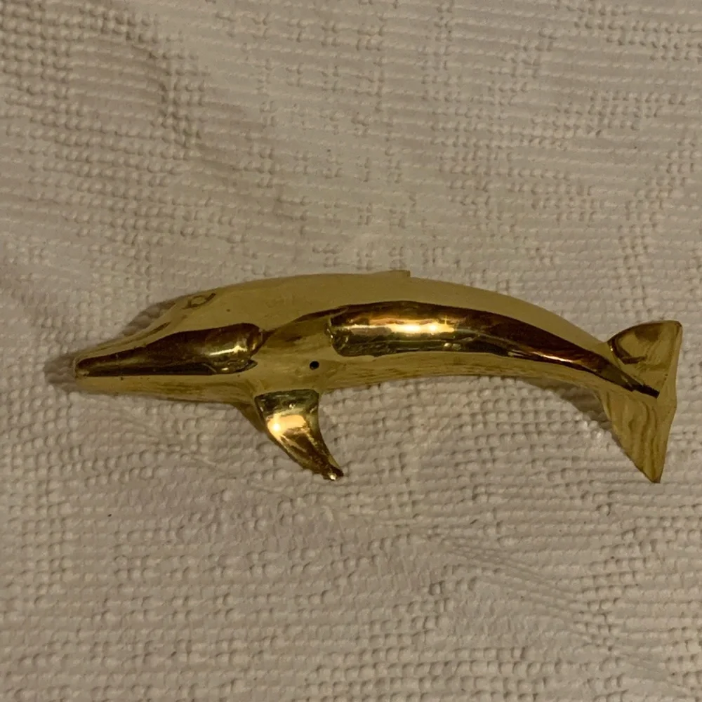 Mid-Century Modern Brass Dolphin Figurine - Picture 3 of 7